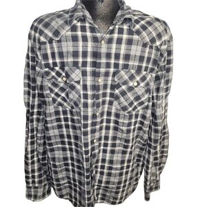 Wind River Men's Black and White Plaid Flannel Shirt L